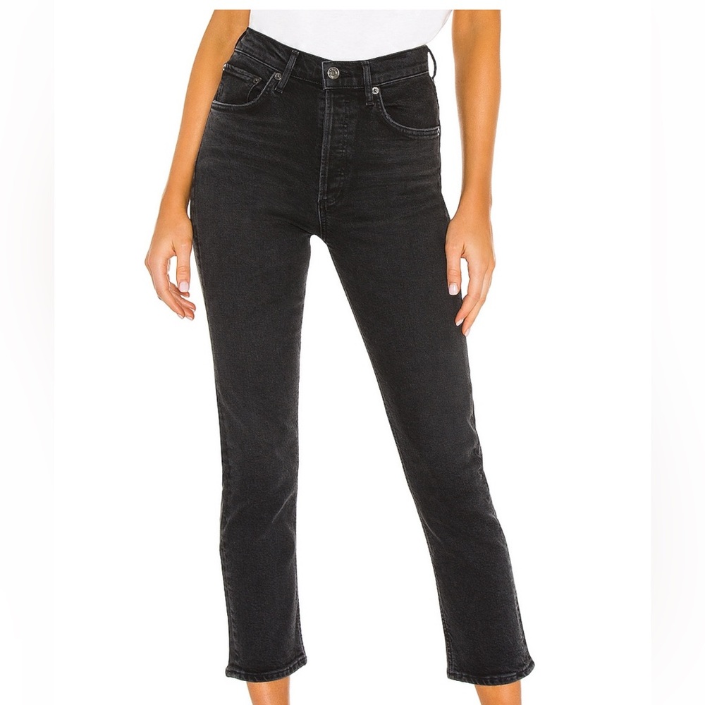 NWT AGOLDE Riley High Rise Cropped Straight Leg Jeans
